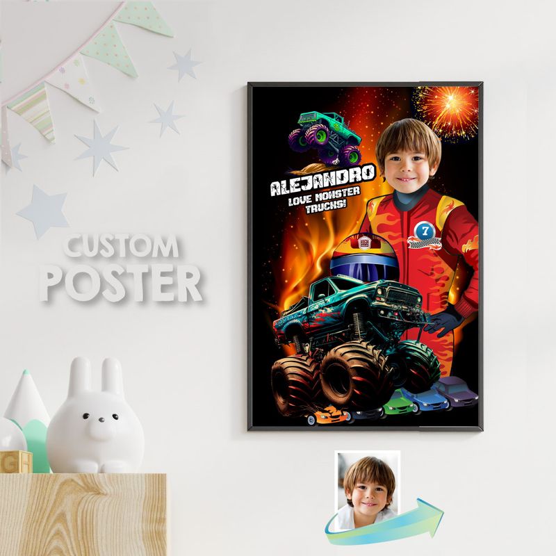 Custom Monster Trucks Poster with photo, Monster Trucks Printable Gifts, Monster Trucks party decor, Monster Trucks welcome sign. 998