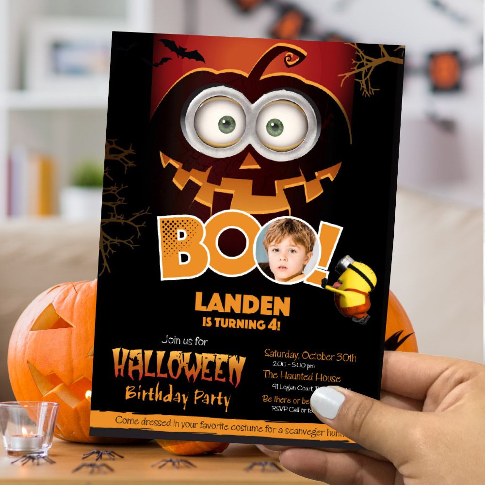 Minions Halloween Birthday Invitation, Spooktacular Halloween Minions party, Minions Halloween Party, Minions Digital Invitation. 048