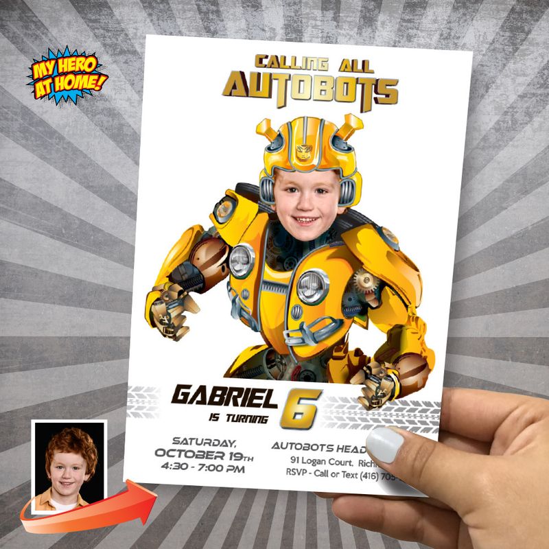 Bumblebee Birthday Party Invitation with photo, Bumblebee evite, Bumblebee Digital Invite, Bumblebee Thank you with photo. 2026