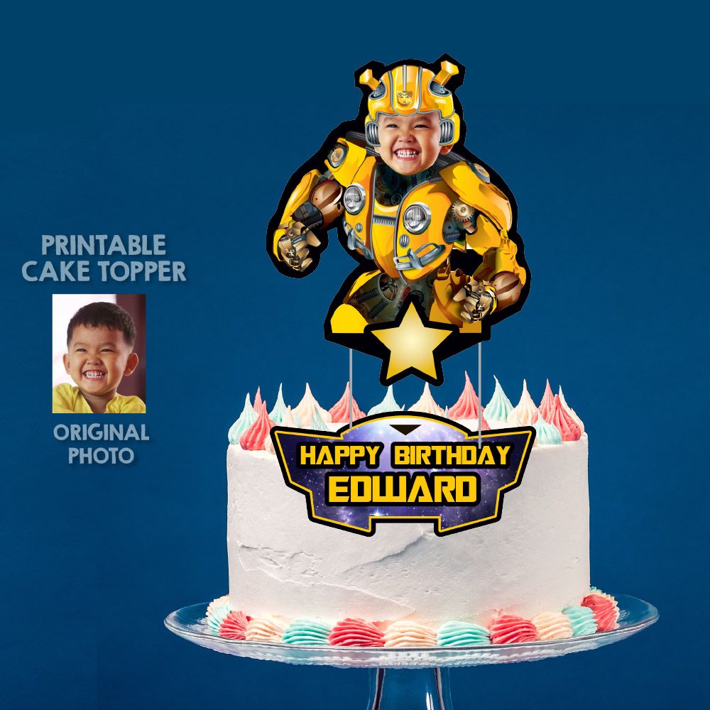 Bumblebee Cake topper with photo, Bumblebee cake decoration, Bumblebee printable cake topper, DIY Bumblebee cake. 551