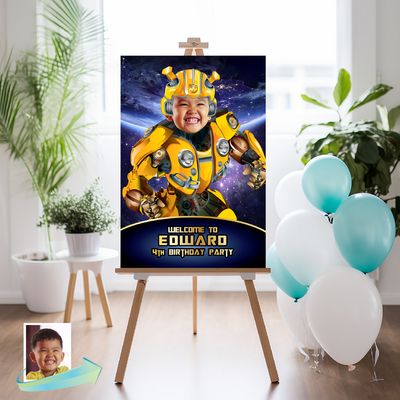 Bumblebee Welcome sign with photo, Bumblebee welcome party, Autobots Birthday Sign, Bumblebee Party Entrance Sign, Autobots Welcome sign. 2044