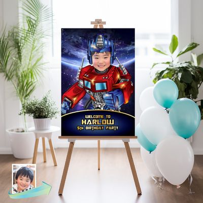 Optimus Prime Welcome sign with photo, Optimus Prime welcome party, Transformers Birthday Sign, Optimus Prime Party Entrance Sign, Transformers Welcome sign. 2045