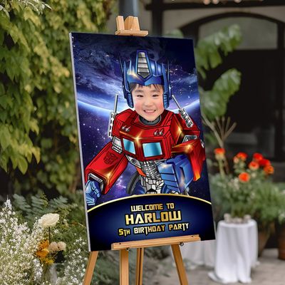 Optimus Prime Welcome sign with photo, Optimus Prime welcome party, Transformers Birthday Sign, Optimus Prime Party Entrance Sign, Transformers Welcome sign. 2045