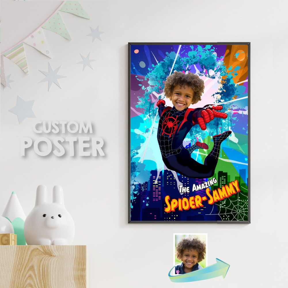 Custom Miles Morales Poster with photo, Miles Morales Wall decor, Miles Morales Printable Gifts, Edgy Miles Morales Prints. 2047