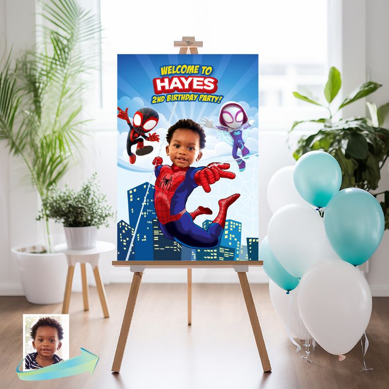 Spidey Welcome sign with photo, Spidey and his amazing friends Welcome sign with photo, Spidey welcome party sign, Spidey Birthday Sign 2049 740WS