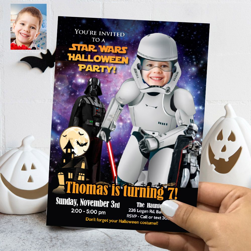 Stormtrooper Halloween Invitation, Stormtrooper Halloween Party, Halloween Stormtrooper birthday, Stormtrooper Halloween digital. 773