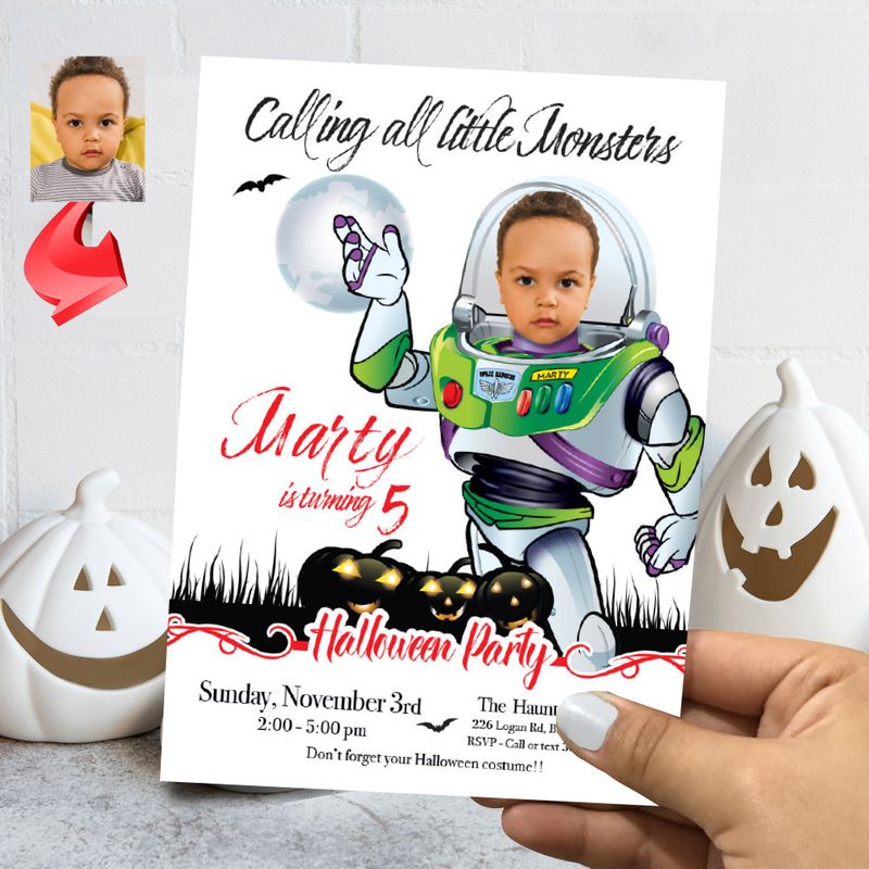 Buzz Lightyear Halloween Invitation, Toy Story Halloween Party invite, Buzz Lightyear Birthday halloween, Halloween Toy Story template. 2093