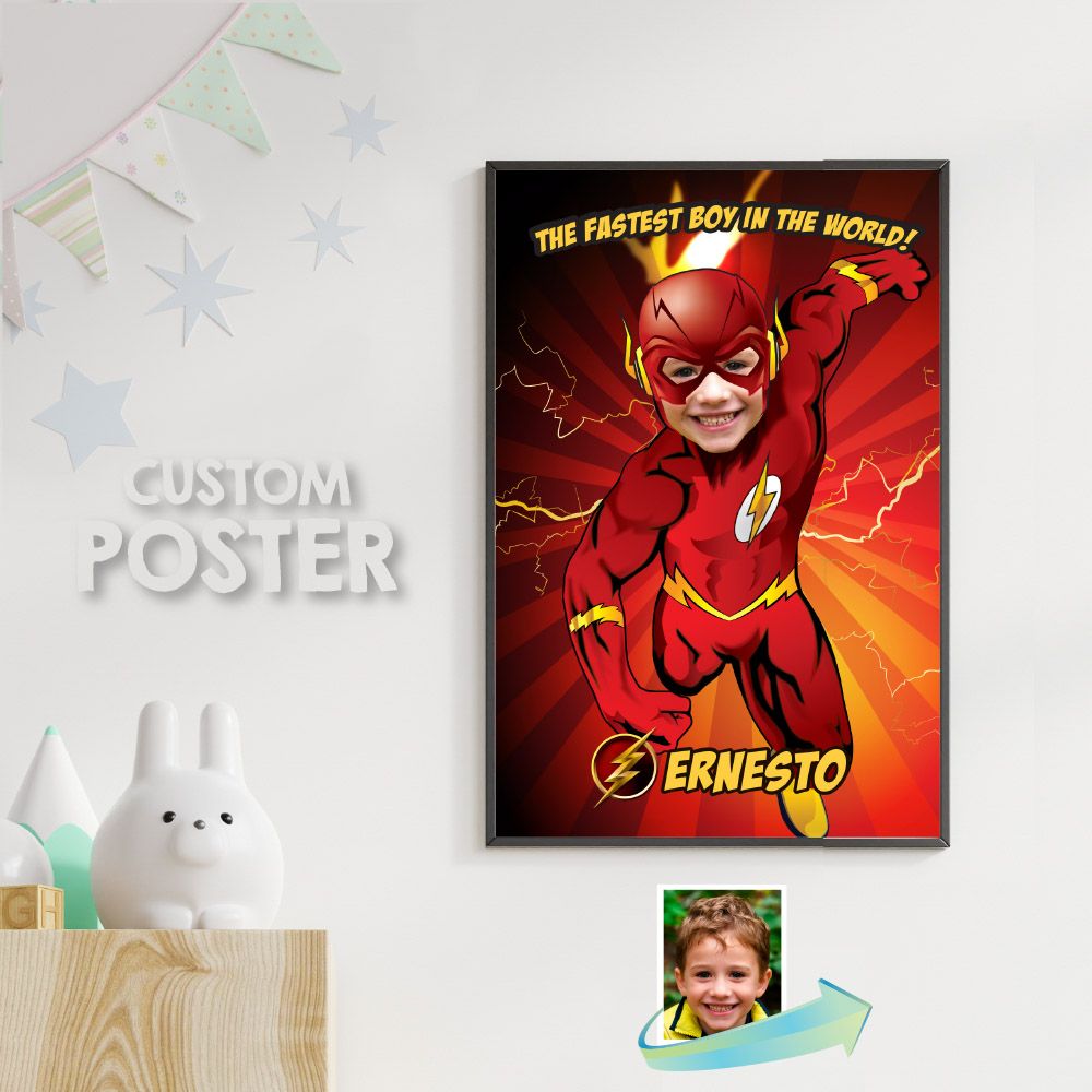 Flash Poster with photo, Flash print, Flash Room Decor, Flash Wall Decor, Flash Backdrop, Flash party Decor, Flash Birthday theme. 371