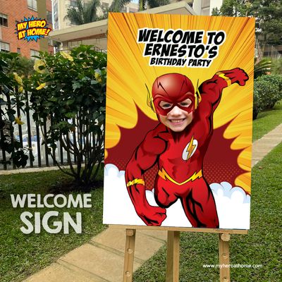 Flash Welcome sign with photo, Welcome sign Flash party, Flash welcome party sign, Flash Birthday Sign. 2101