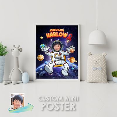 Custom Astronaut Print with photo, Astronaut Wall print, Outer space decor, Custom Astronaut Gifts, Gifts theme Outer space gifts, Astronaut Poster. 2098