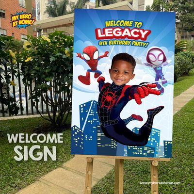 Spidey-Spin Welcome sign with photo, Spidey-Spin and his amazing friends Welcome sign with photo, Spidey-Spin welcome party sign. 2104