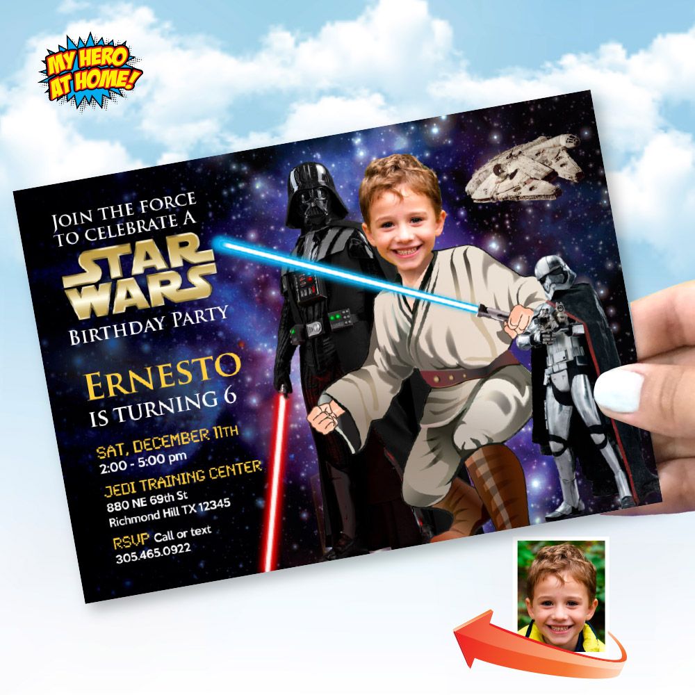 Star Wars Birthday Invitation with photo, Jedi party Invitation with photo, Star Wars invitation with photo, Jedi Birthday Invitation. 005