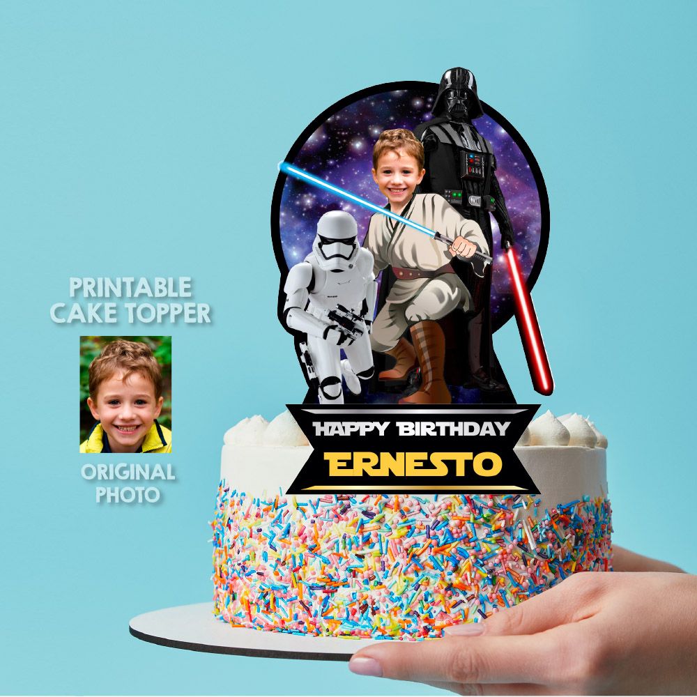 Jedi Star Wars Cake topper with photo Printable Star Wars cake decor Star Wars Jedi cake decor Jedi Cake ideas Star wars cake ideas 572C