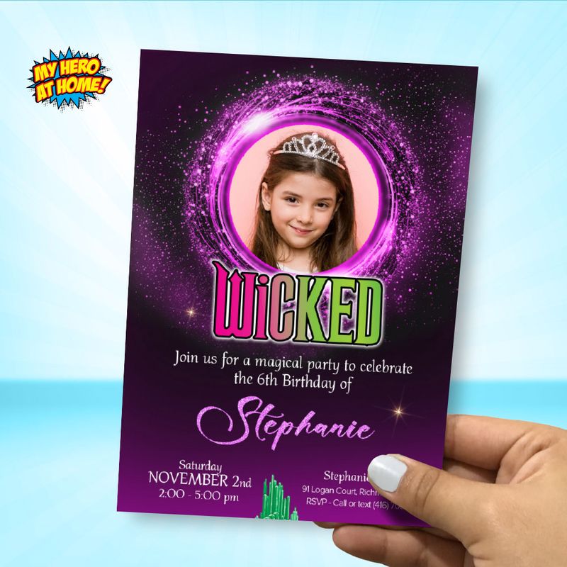 Wicked Birthday template with photo, Wicked Party template, Wicked template invitation, Wicked online invitation, Wicked evite Party. 2130