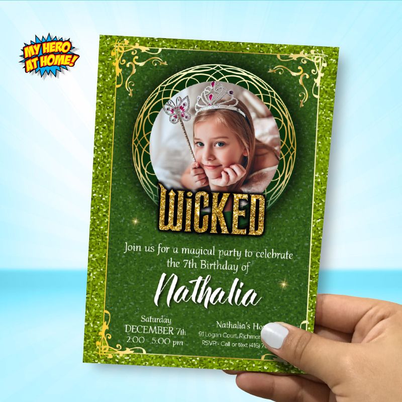 Wicked photo party invitation, Wicked photo birthday template, Wicked digital invite, Invitacion Fiesta Wicked, Wicked theme Party. 2131