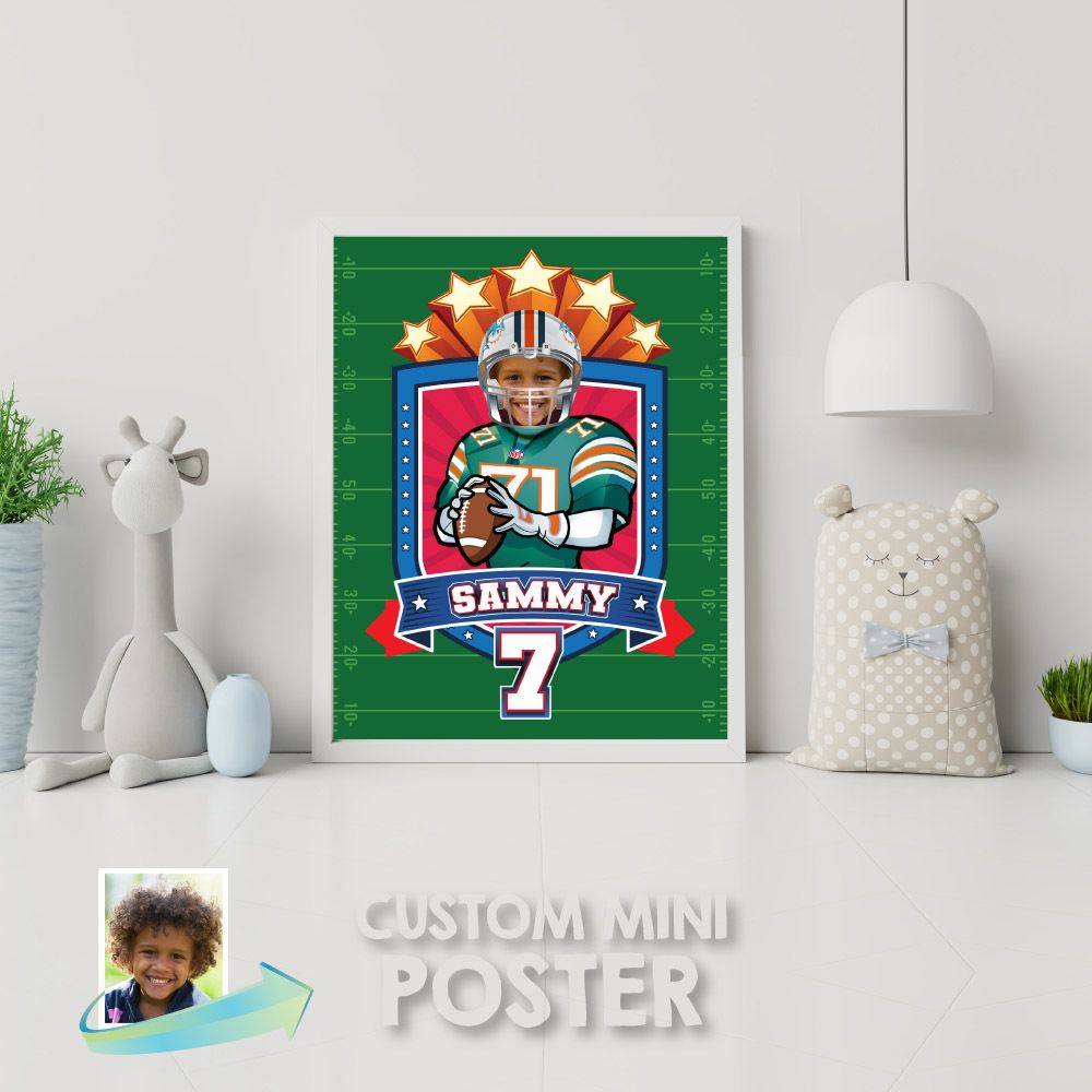 Football Print with photo, Football Personalized Gifts, Dolphins print with photo, Dolphins t-shirt Party, Dolphins gifts with photo. 2159