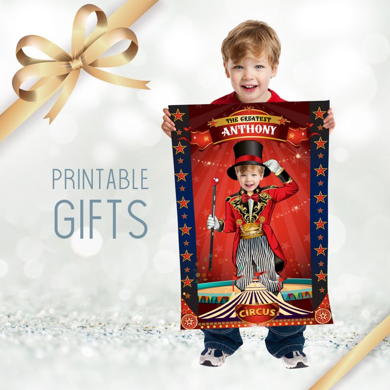 Circus Gift Print with photo, Custom Circus Gifts, Printable Circus gift with photo, Circus Wall Decor, Printable gift for circus fans. 2163