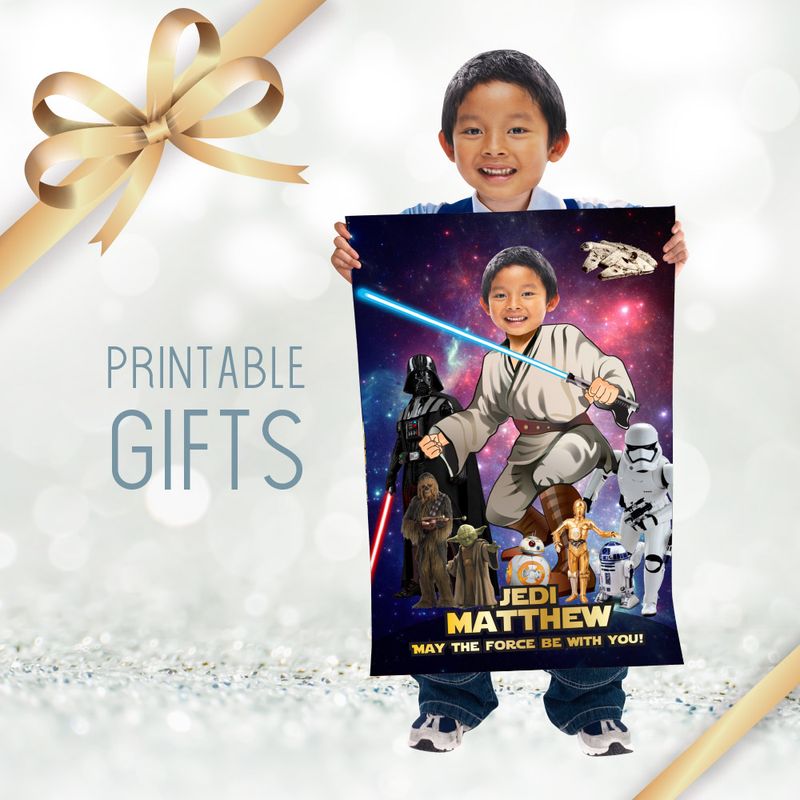 Jedi Star Wars Gift Print with photo, Custom Jedi Gift, Jedi printable gift, Printable star wars Jedi gift, Gift for Star Wars fans. 2167