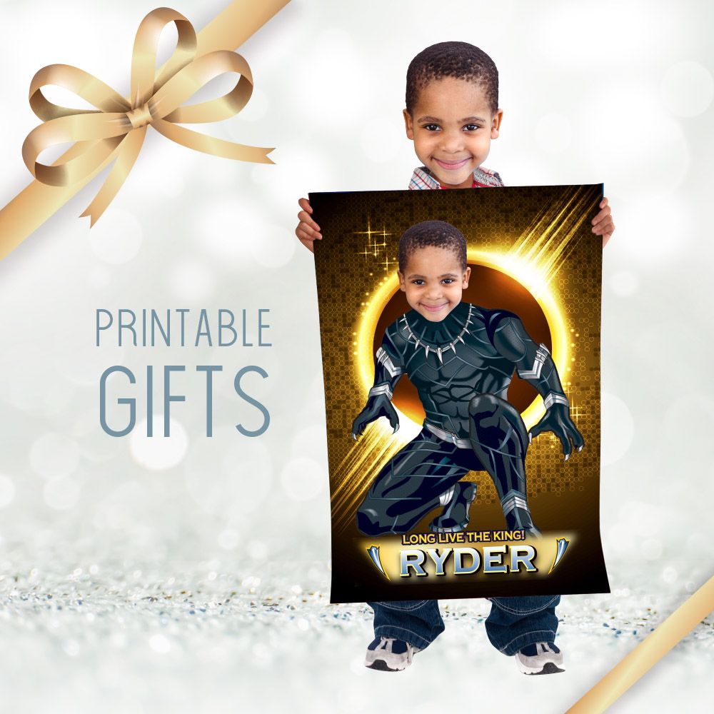 Black Panther gift with photo, Printable Black Panther gifts, Black Panther Wall Decor, Black Panther print gift, Black Panther Poster. 2166