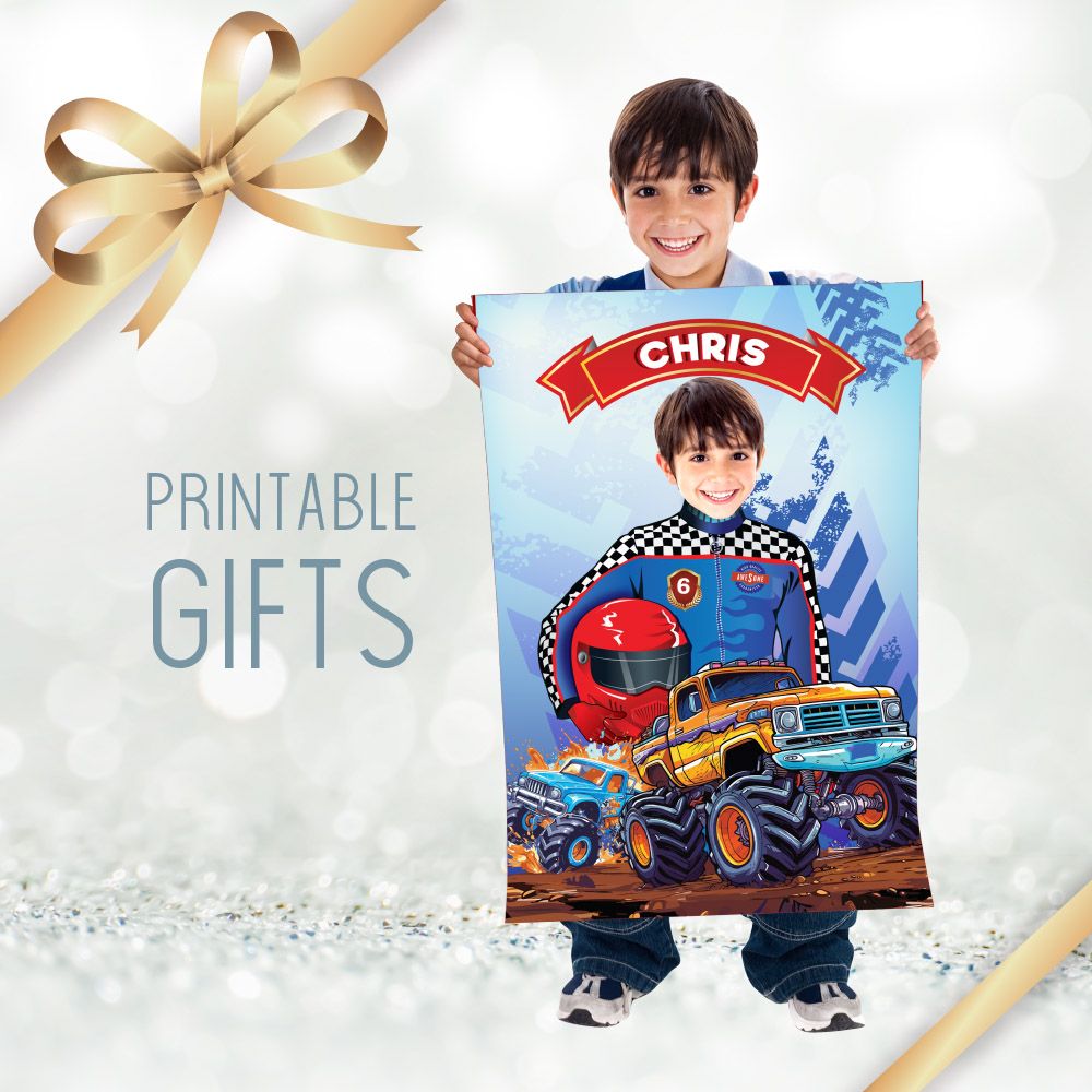 Monster Truck Gift Print with photo, Custom Monster Truck Gifts, Printable Monster Truck gifts, Printable gift for Monster Truck fans. 2174
