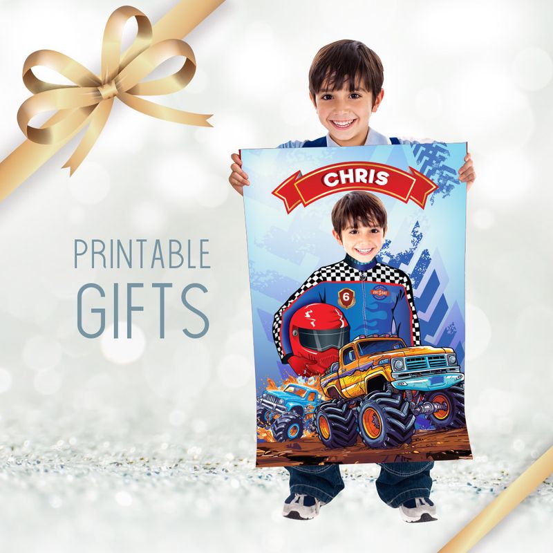 Monster Truck Gift Print with photo, Custom Monster Truck Gifts, Printable Monster Truck gifts, Printable gift for Monster Truck fans. 2174