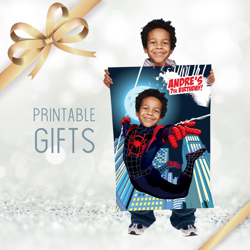 Personalized Miles Morales Printable gift, Gift Miles Morales, Last minute Miles Morales gift, Printable Miles Morales gift with photo. 2178