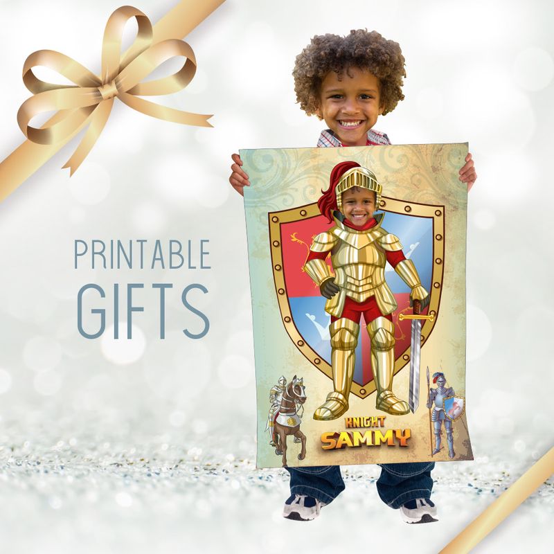 Printable Knight gift, Personalized Medieval Knight poster gift, Custom Knight print with photo, Personalized Knight gift decor. 2179