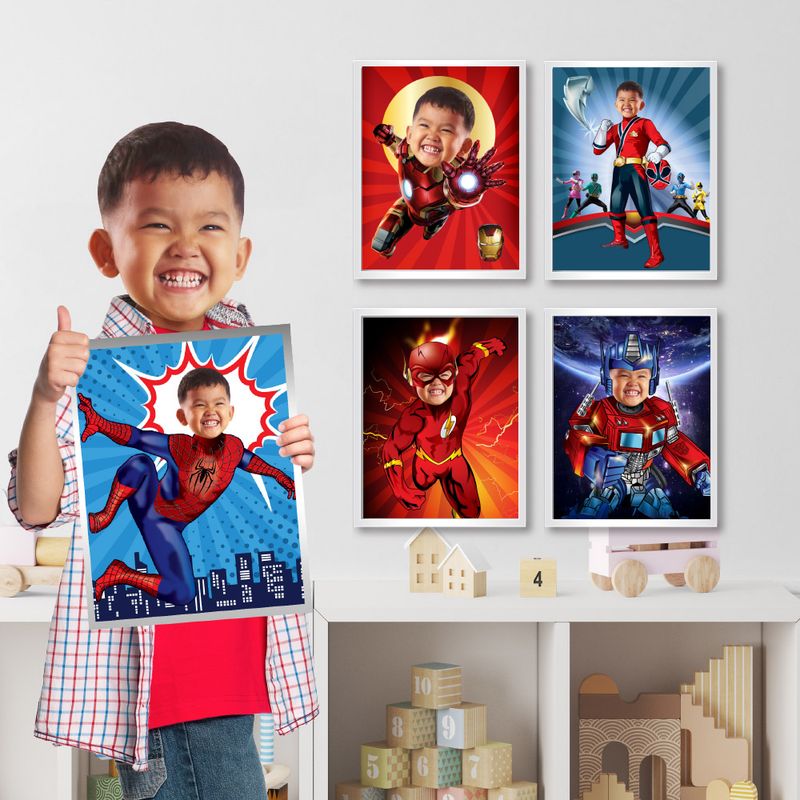 Superheroes Printable Gifts, Last minute gifts for kids, Superheroes custom gifts, Personalized superheroes prints with photo. 2204