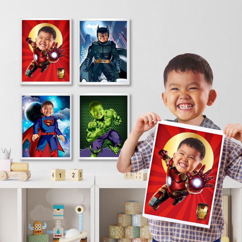 Printable Superheroes Gifts, Last minute gifts for super kids, Custom Superheroes prints, Superheroes prints gifts with photo. 2205