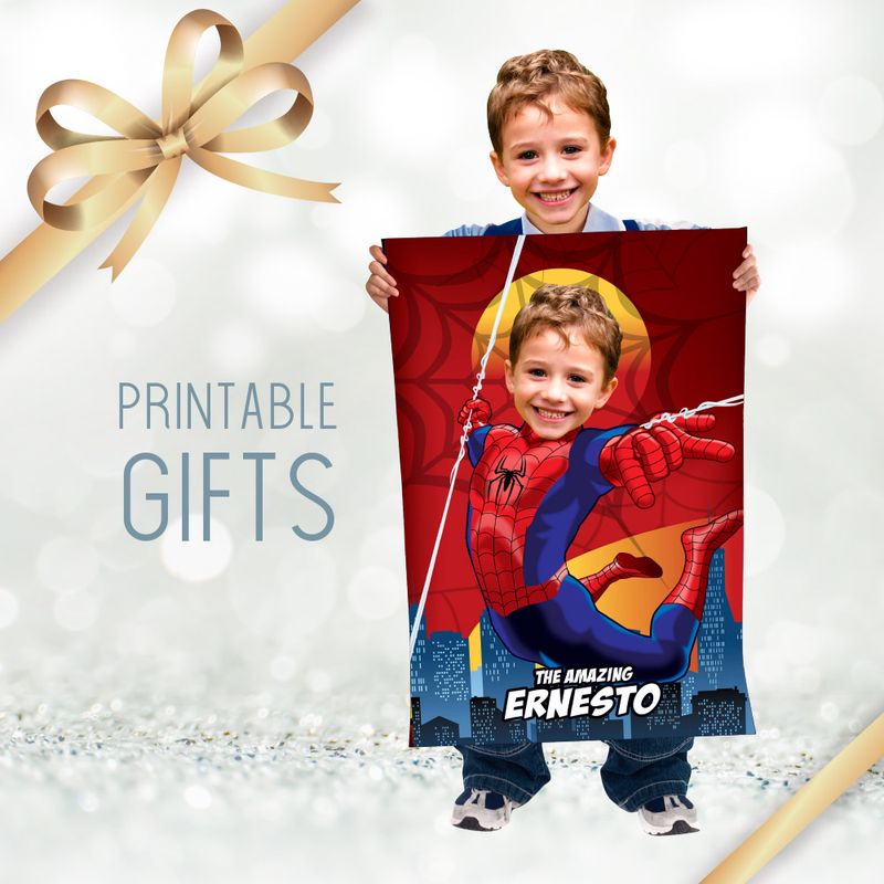 Spiderman Gifts with photo, Personalized gifts of Spiderman, Printable Spiderman gifts, Spiderman fans bedroom, Spiderverse gifts prints. 2189