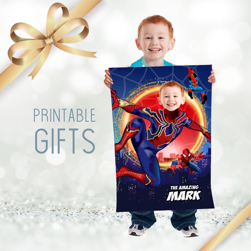 Iron Spiderman Gifts with photo, Personalized gifts of Iron Spiderman, Printable Iron Spiderman gifts, Iron Spiderman kids bedroom. 2212