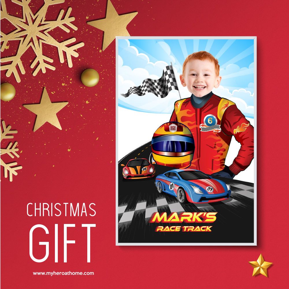 Printable Racing Car Gifts with photo, Custom gifts of Racing Car, Racing Car Prints gifts, Racing Car kids bedroom, Poster Racing car gifts. 2214