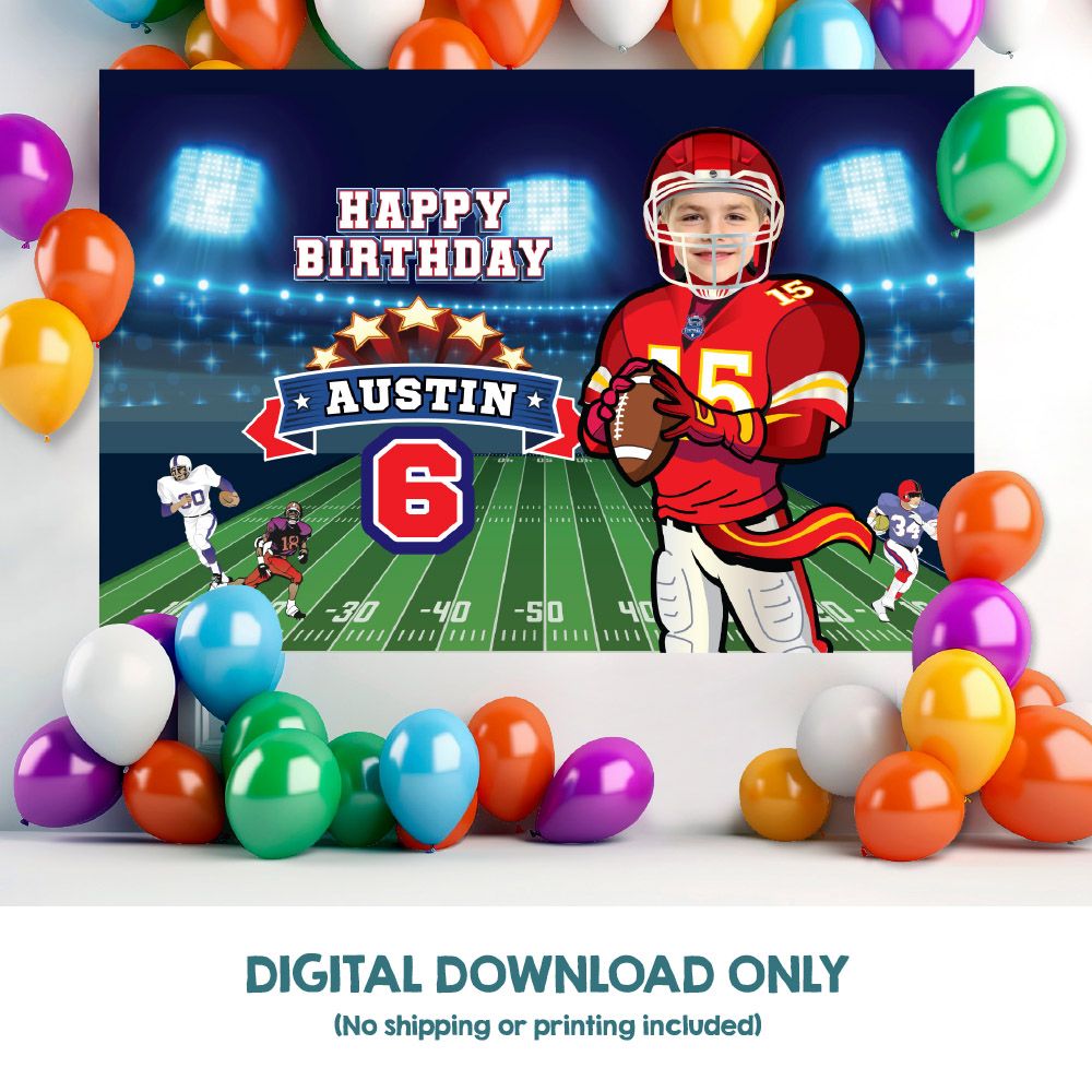 Personalized Football Banner with photo, Chiefs Birthday Backdrop, Chiefs Banner, Chiefs Backdrop, Chiefs party decoration. 2219