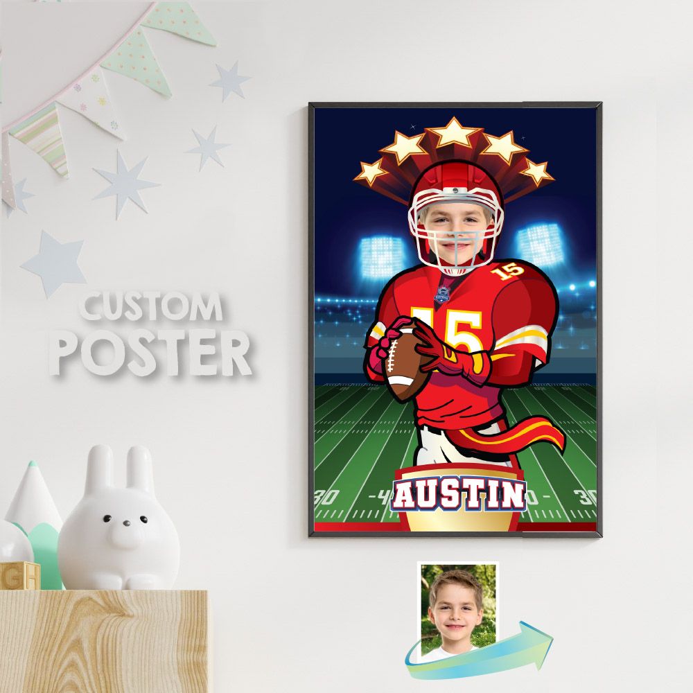 Custom Football Gifts with photo, Printable Chiefs gifts, Personalized Chiefs poster, Chiefs decor, Football gifts ideas with photo. 2220