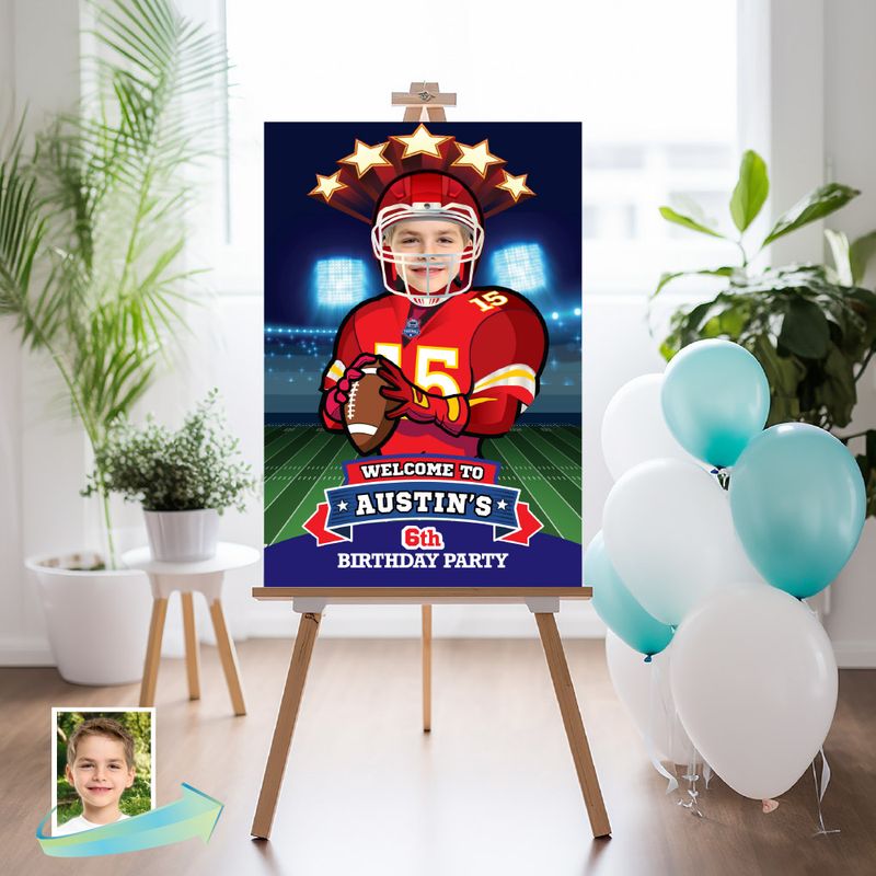 Kansas City Chiefs Welcome sign, Football Chiefs welcome party with photo, KC Chiefs Birthday welcome, Chiefs Entrance party. 2222