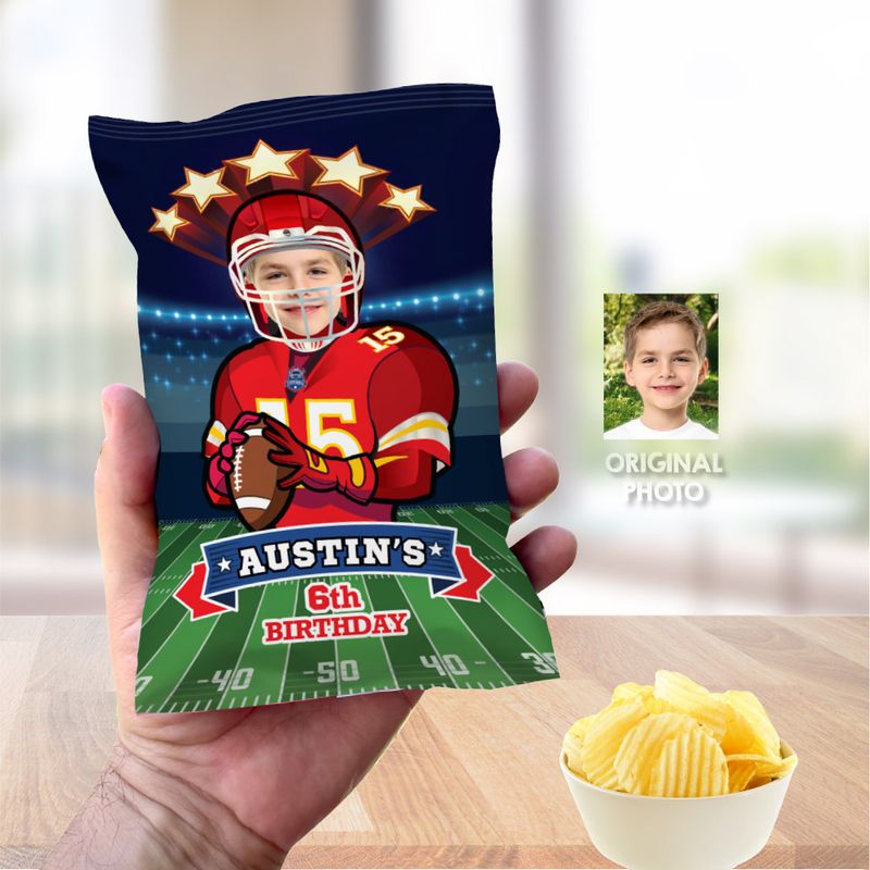 KC Chiefs Chip Bag birthday, Chiefs Chip Bag labels, Chiefs birthday themed, Chiefs snacks bags labels, Chiefs party labels. 2223