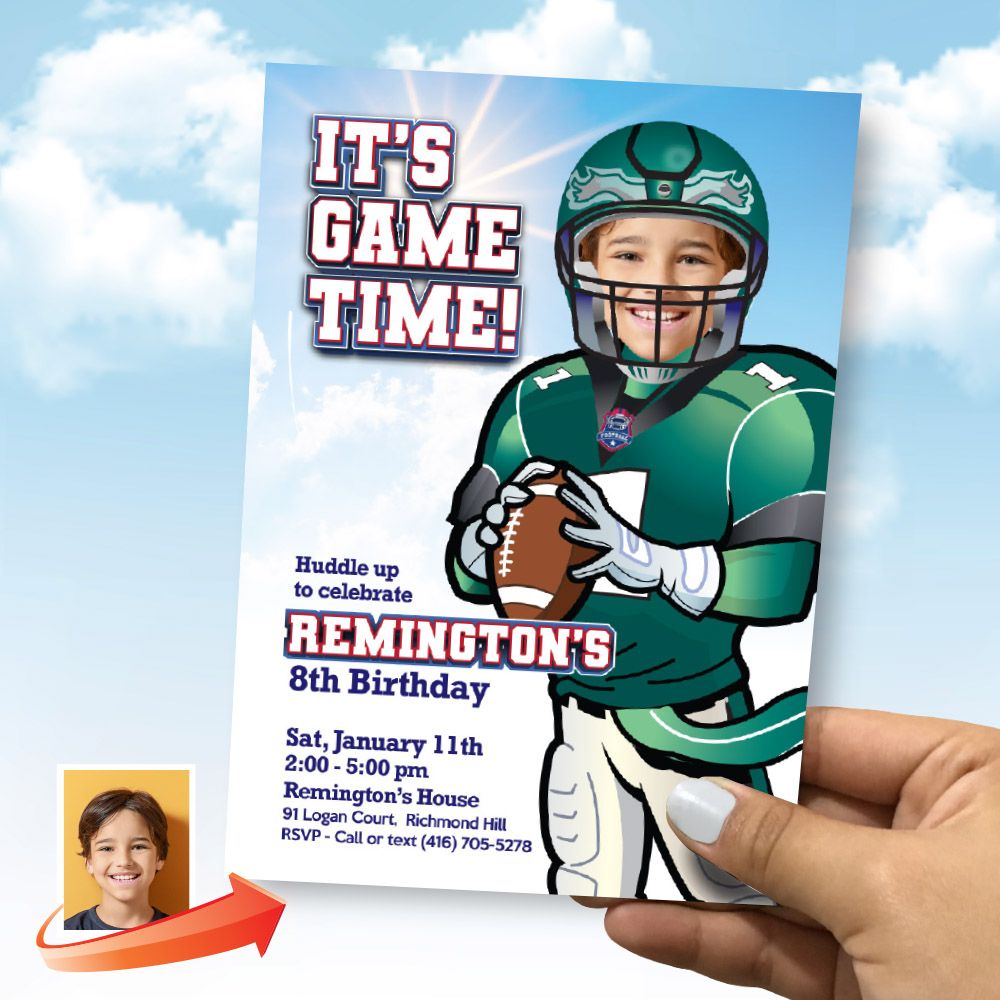 Eagles Birthday Party Invitation with photo, Eagles Birthday template, Eagles digital invite, Eagles themed invitation. 2225