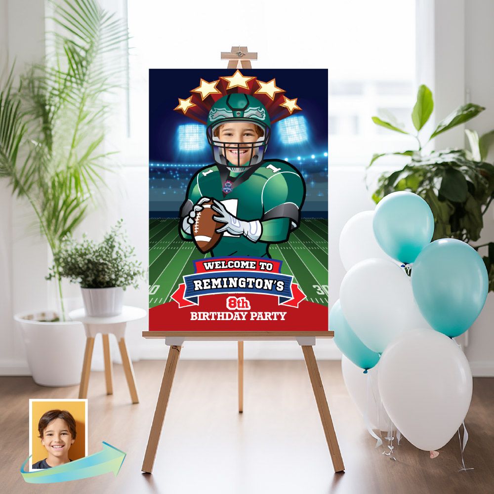 Philadelphia Eagles Welcome sign, Football Eagles welcome party with photo, Eagles Birthday welcome, Eagles Entrance party. 2225WS