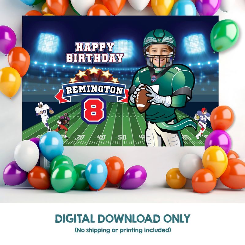 Custom Football Banner with photo, Eagles Birthday Backdrop, Eagles Banner, Eagles Backdrop, Eagles party decoration. 2225BB