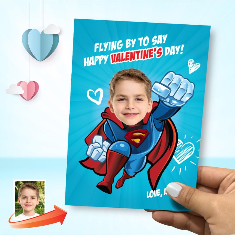 Custom Superman Valentines with photo, Valentine themed Superman, Superman Digital Valentine, Valentine Superman card. 2248