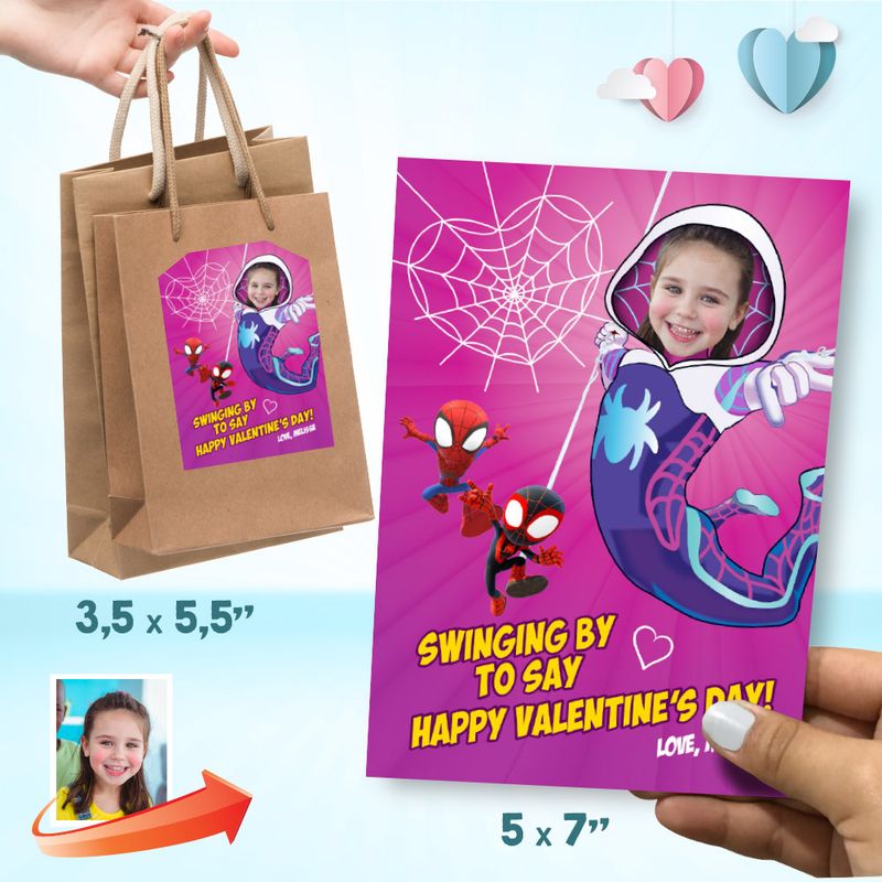 Gwen Stacy Valentines card, Valentines themed Gwen Stacy , Spider girl card themed Valentine, Spiderverse Ghost spider Valentine. 2232C