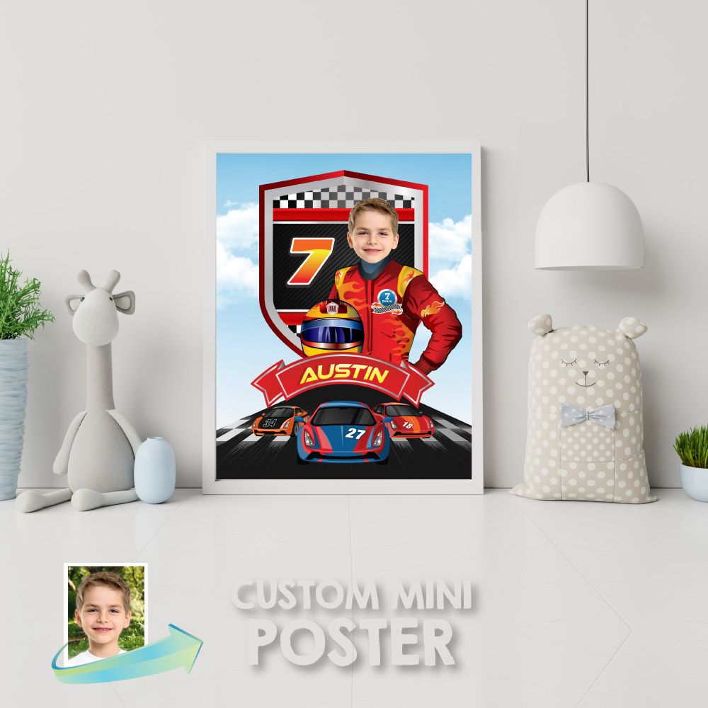 Printable Race Car gifts, Race Car print with photo, Race Car Room Decor, Race Car Wall Decor, Racer Print with photo, Racer gifts. 926PS