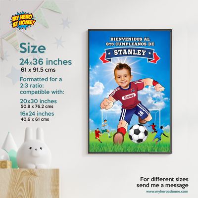 Soccer Welcome sign with photo, Letrero Bienvenida Futbol, Futbol Welcome sign, Soccer Welcome Entrance sign, Futbol Bienvenidos. 2241WS2