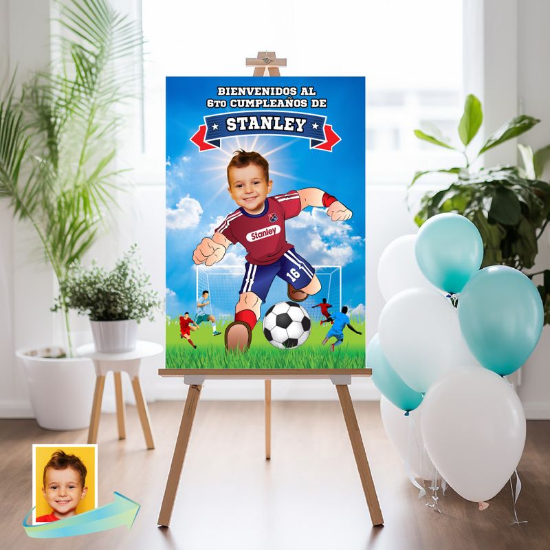 Soccer Welcome sign with photo, Letrero Bienvenida Futbol, Futbol Welcome sign, Soccer Welcome Entrance sign, Futbol Bienvenidos. 2241WS2