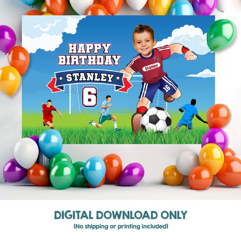 Soccer Backdrop with photo, Telon Futbol cumpleaños, Futbol Banner birthday, Backdrop Futbol party, Soccer party decoration. 2241BB2