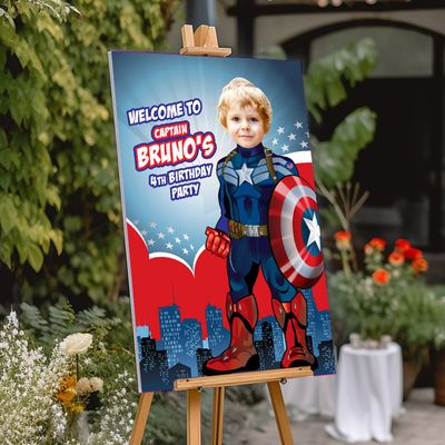 Captain America Welcome sign with photo, Captain America welcome party, Captain America Party Entrance Sign, Capt America Welcome sign. 075WS