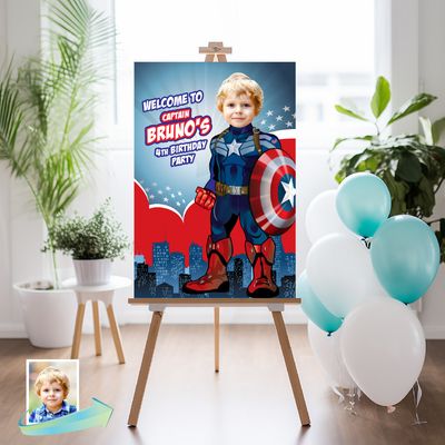 Captain America Welcome sign with photo, Captain America welcome party, Captain America Party Entrance Sign, Capt America Welcome sign. 075WS