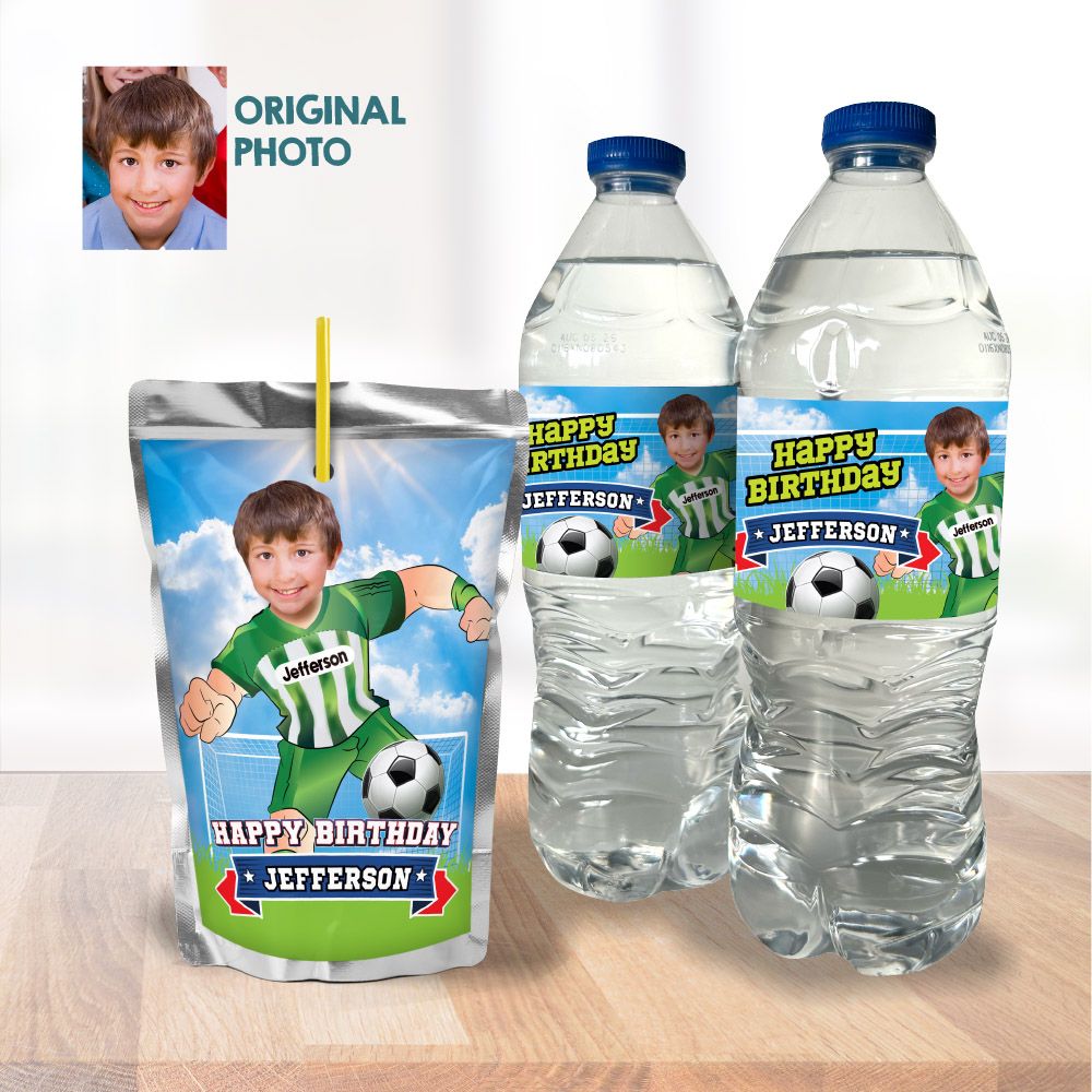 Soccer water labels with photo, Futbol Atletico water labels, Soccer Capri Sun labels, Futbol Capri Sun labels. 2279WJ
