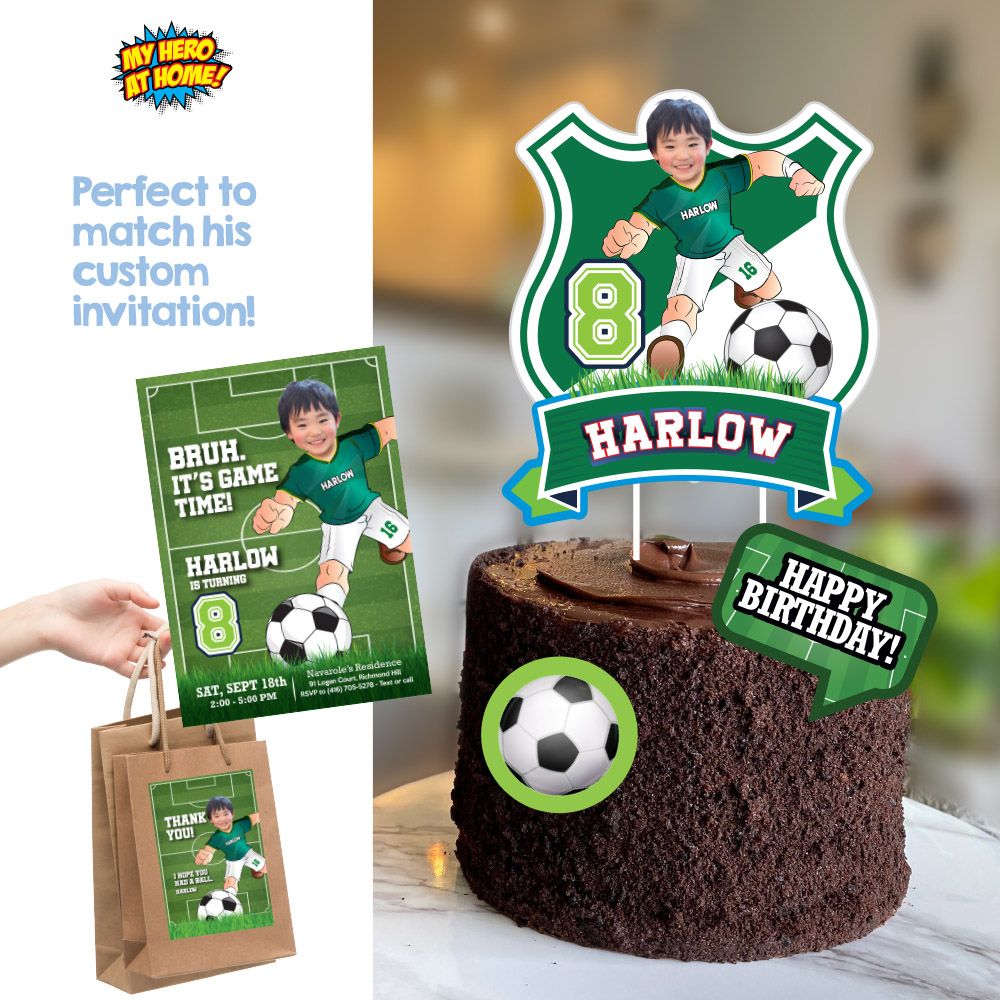Cake topper with photo themed Soccer, Soccer Cake printable topper, Decoracion Torta Soccer, Easy Soccer cake, Futbol printable cake. 2281CT
