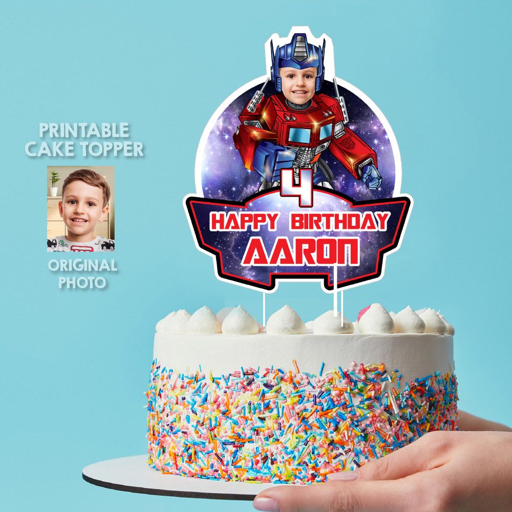 Cake topper of Optimus Prime with photo, Autobots cake topper, Transformers cake topper with photo, Optimus Cake ideas. 2025CT